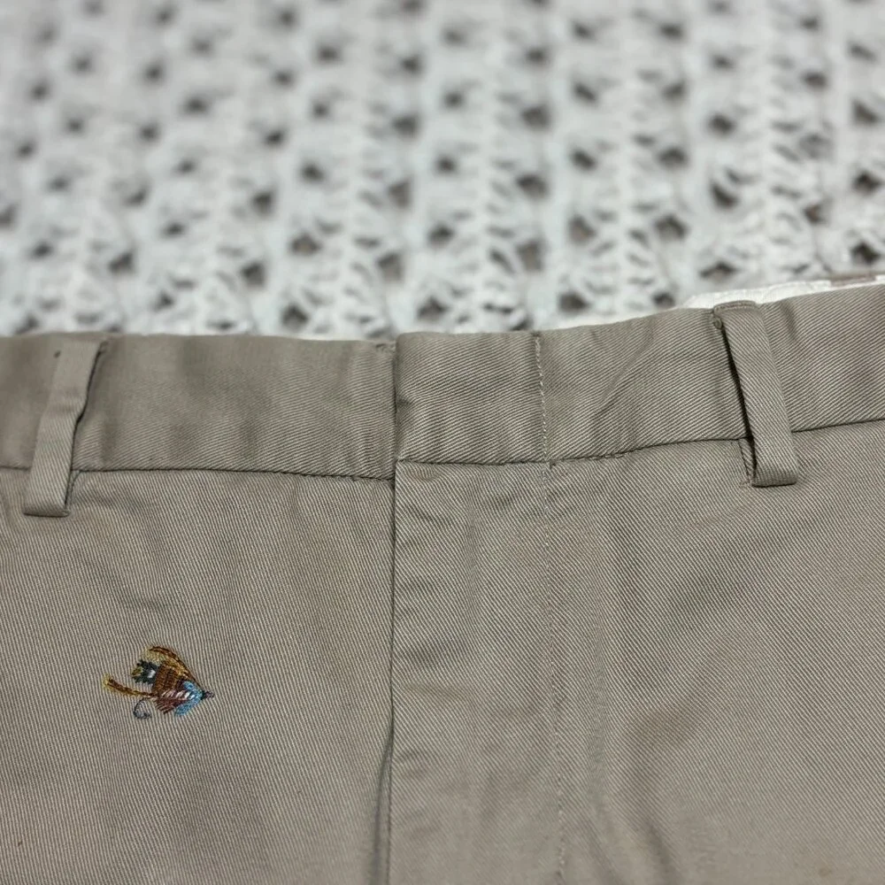 VTG Polo Ralph Lauren Chino Pants Khaki Stretch Flyfish Embroidered Mens Sz 38R‎